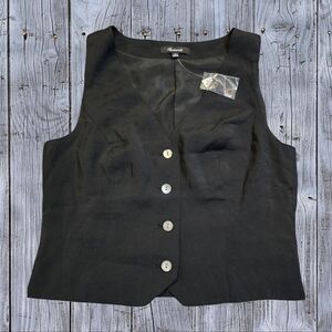 Madewell Black Sleeveless Button-Down Top